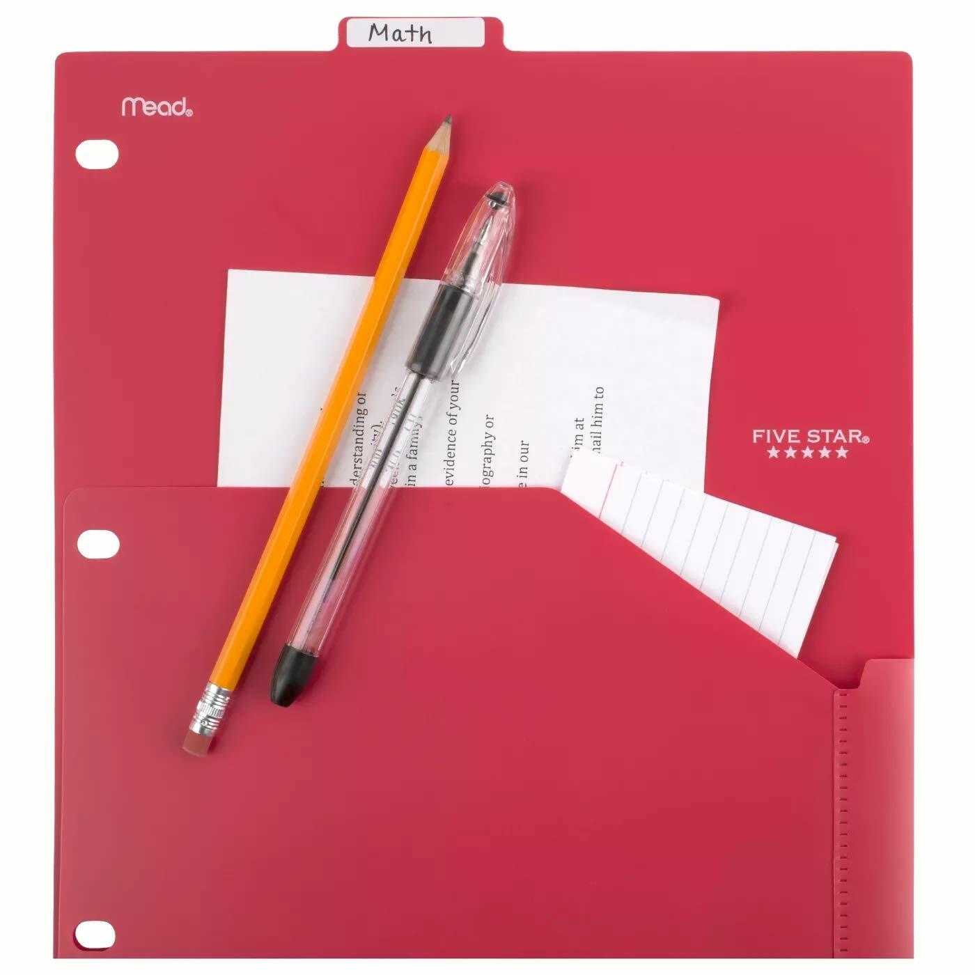 Five Star 8-Tab Binder Dividers with Pocket Multicolor Multi-Colored