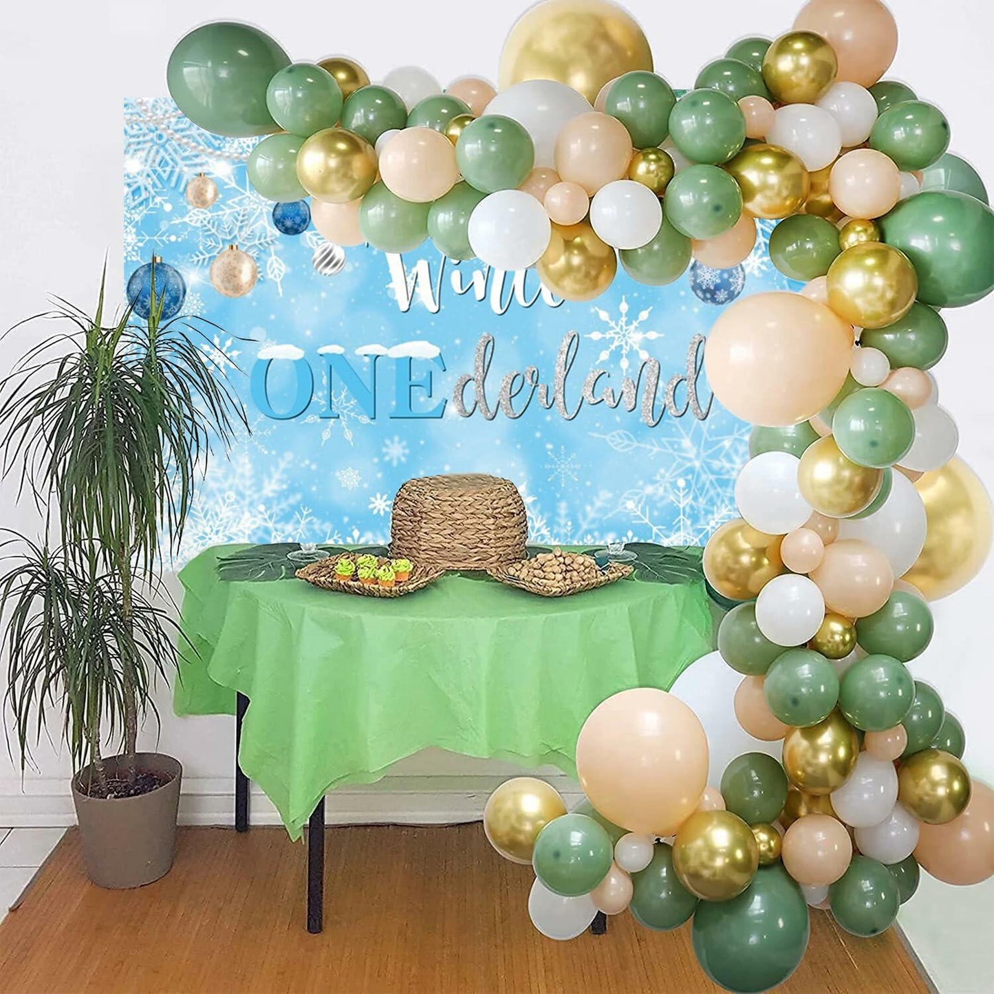 Winter Onederland Birthday Banner Snowflake Blue 70.9x43.3 Inch
