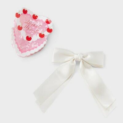 A New Day Acrylic Cake Hair Claw Clip Bow Set 2pc Ivory Pink