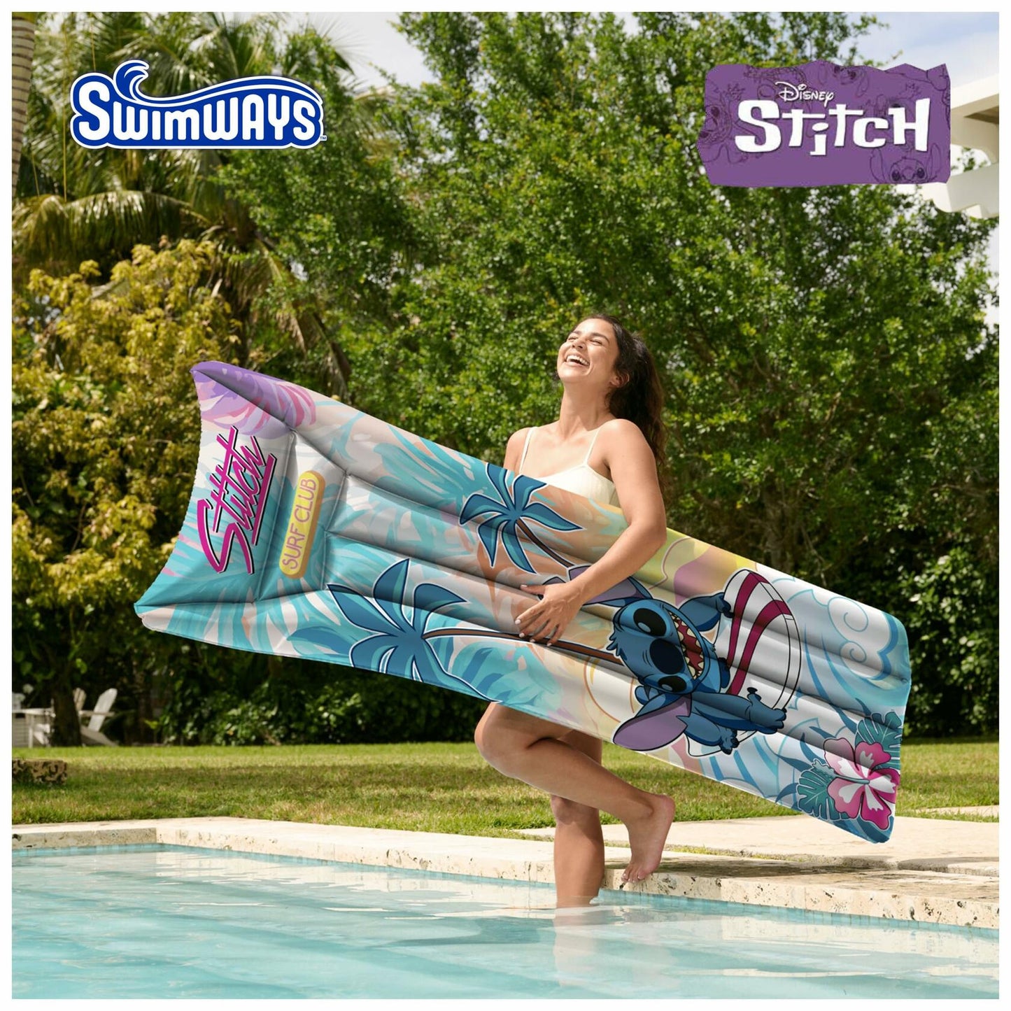SwimWays Stitch Suntanner Inflatable Pool Float Teens 14+ Kids Pool Toy