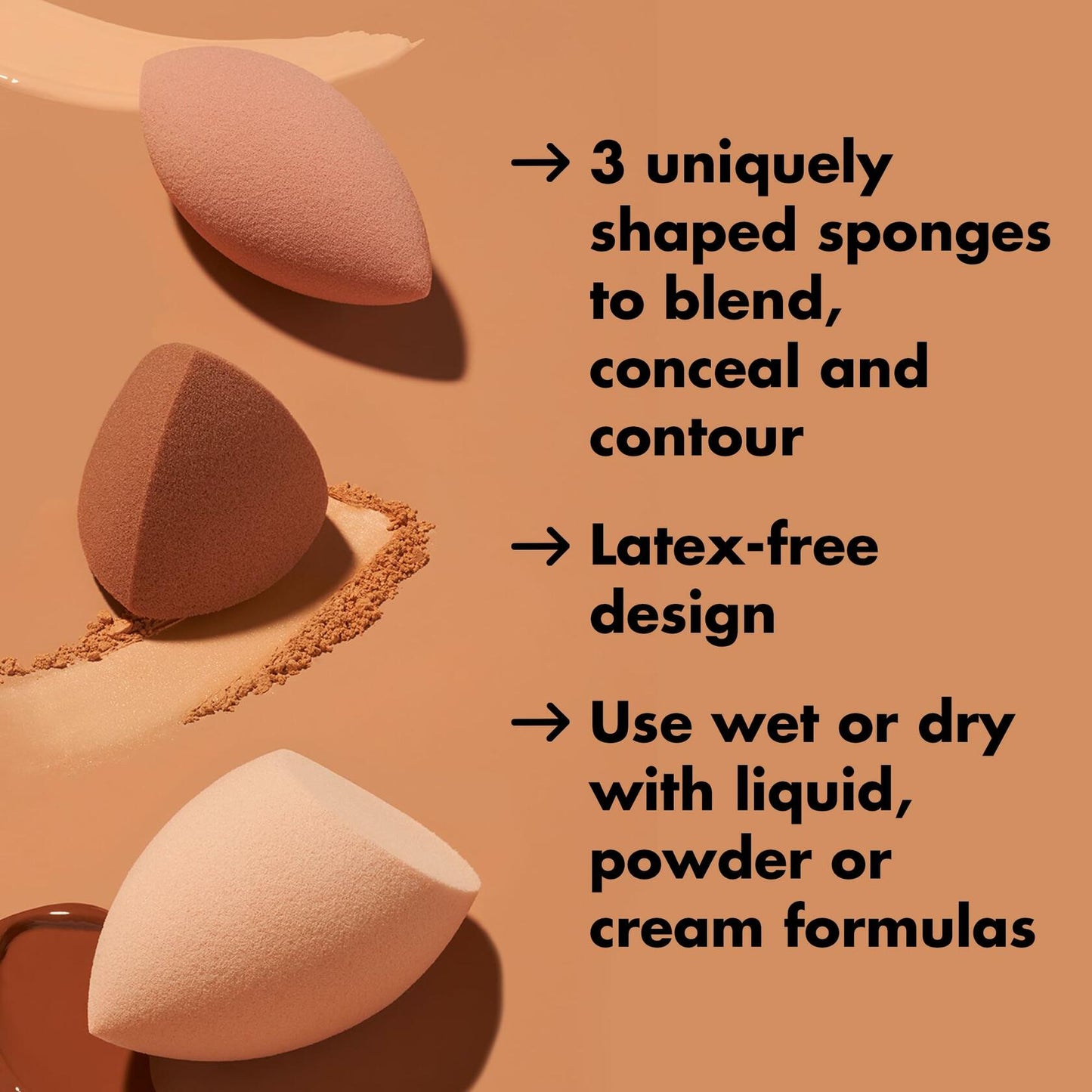 e.l.f. Total Sponge Set Multi-use Makeup Sponges Vegan Cruelty-Free