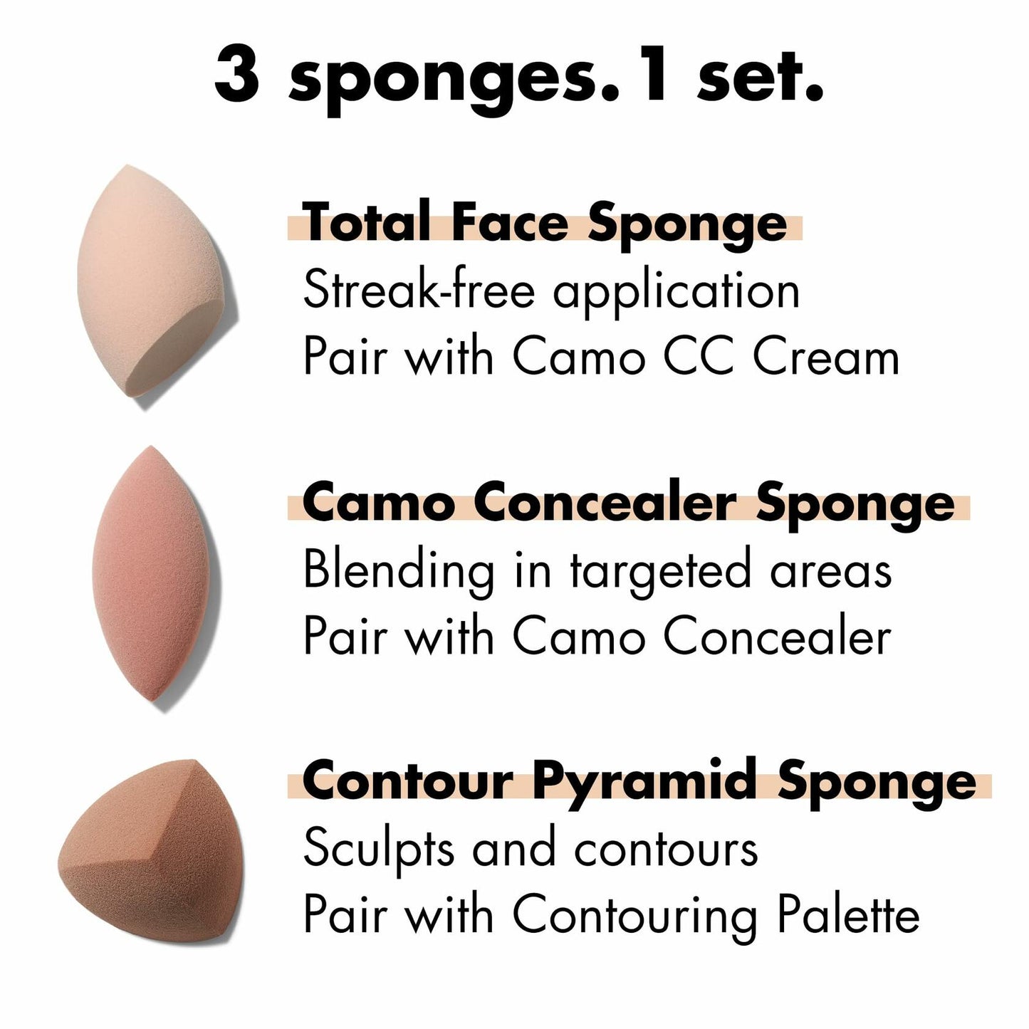 e.l.f. Total Sponge Set Multi-use Makeup Sponges Vegan Cruelty-Free