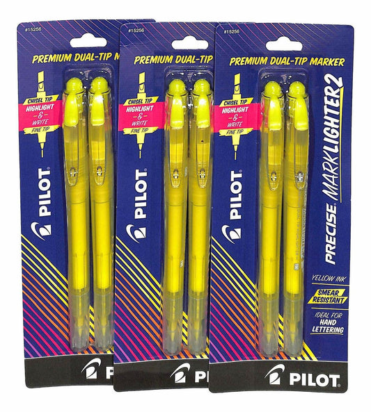 Pilot Precise Marklighter2 Dual Tip Highlighter Yellow 2pk 1.3mm