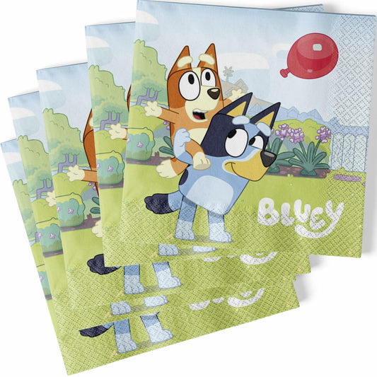 Unique Bluey Party Napkins 6.5 Inch 16 Count Multicolor Paper