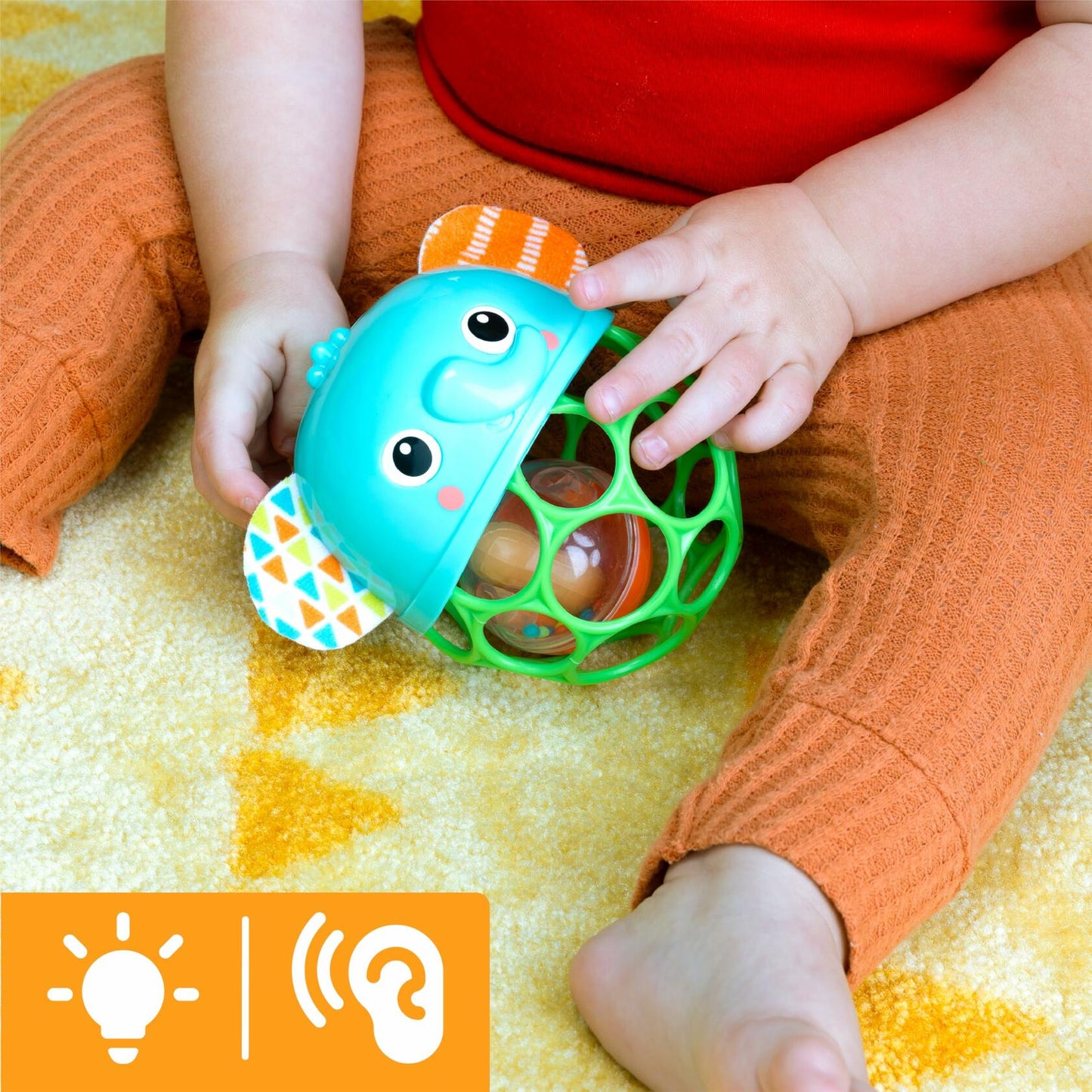 Bright Starts Giggle & Glow Musical Light-Up Elephant Rattle Easy-Grasp Newborn+