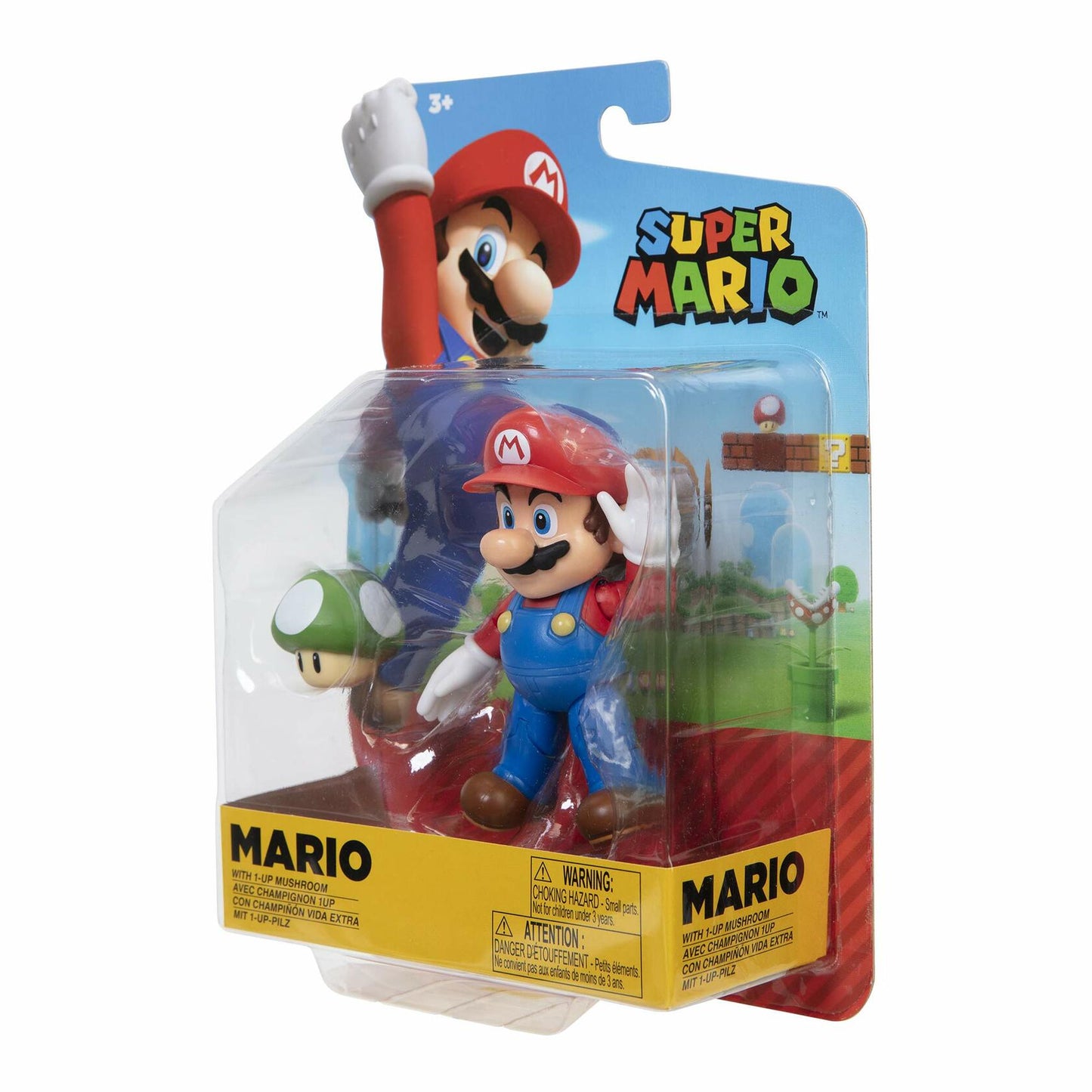 Nintendo Super Mario 4 Inch Action Figure Mario with 1 Up Mushroom