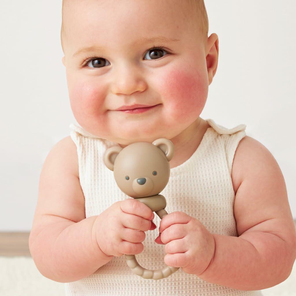 Itzy Ritzy Silicone Rattle Toy Bear Soft Jingle Handle 3+ Months