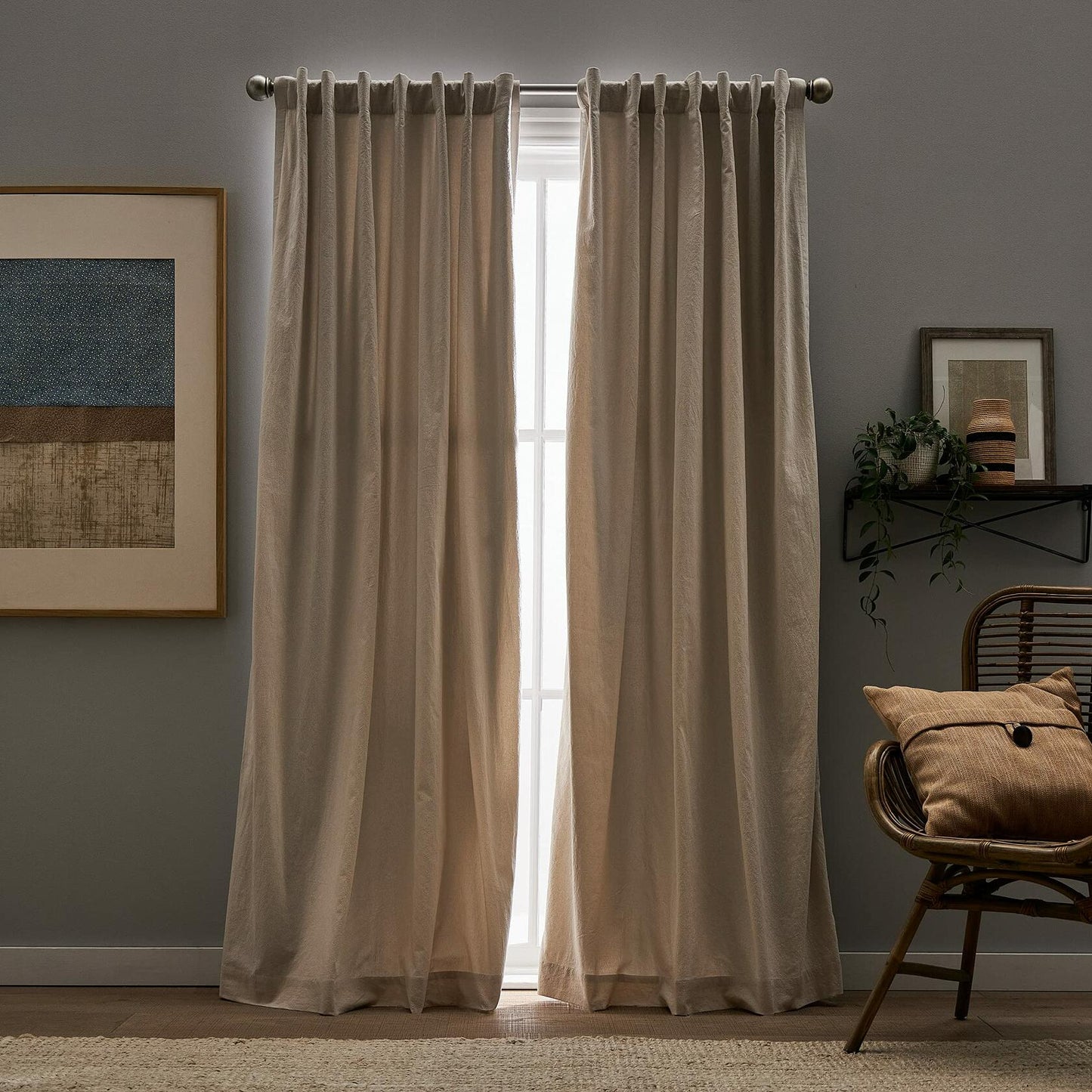 Peri Home Sanctuary Back Tab Room Darkening Curtain Panel Pair 95" Linen