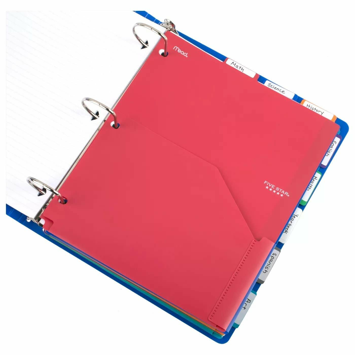 Five Star 8-Tab Binder Dividers with Pocket Multicolor Multi-Colored