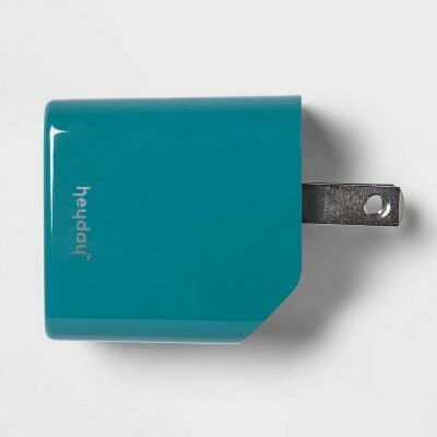heyday 2-Port 20W USB-A USB-C Wall Charger Bright Teal