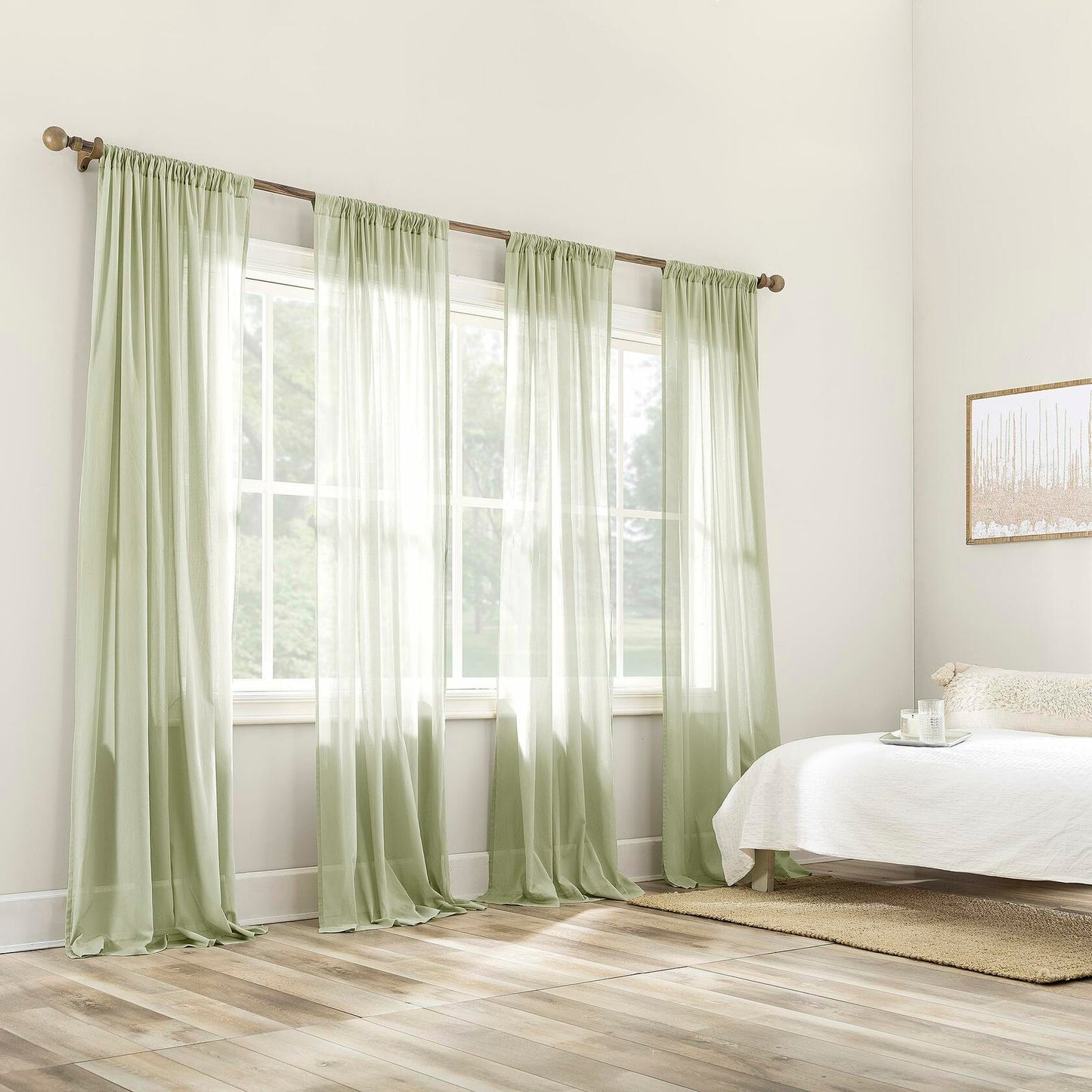 Archaeo Cotton Sheer Curtain 50x63 Moss Green 1 Panel