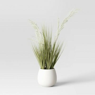 Threshold 29.5" Large Bear Grass Artificial Plant White Ceramic Pot