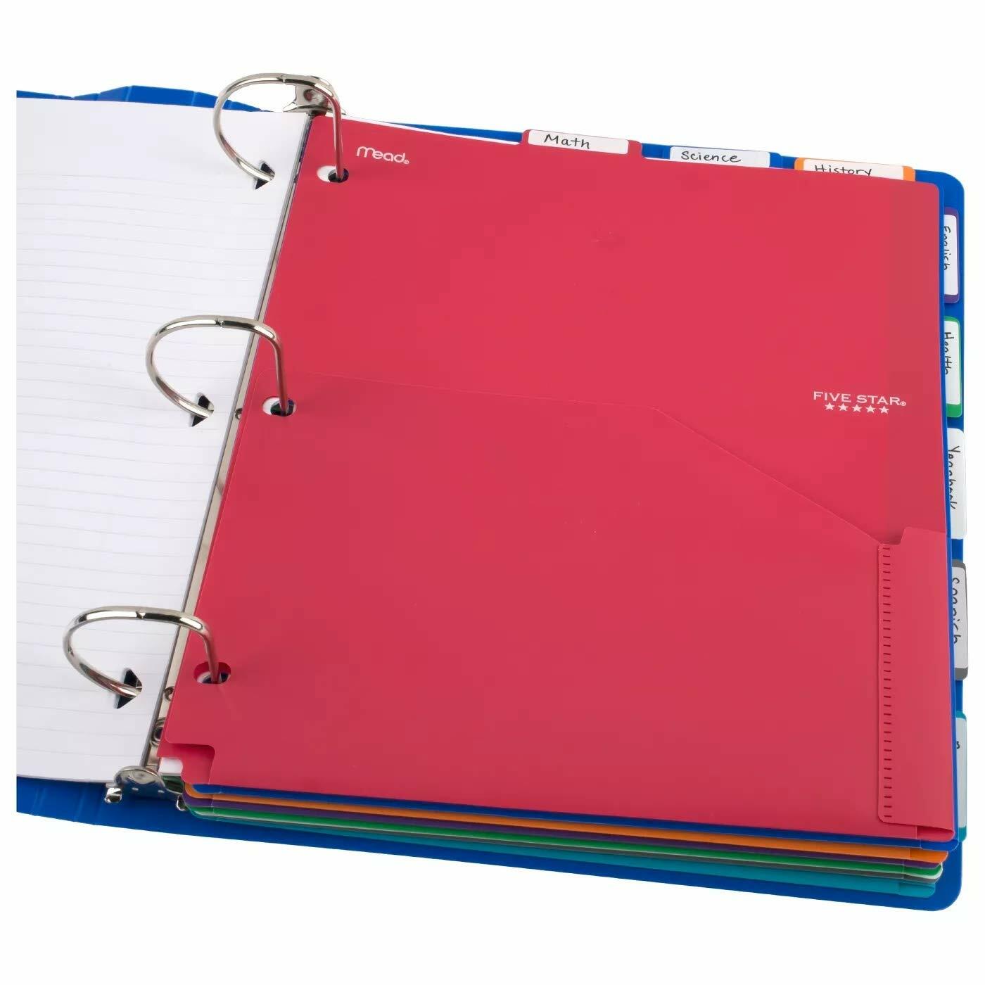 Five Star 8-Tab Binder Dividers with Pocket Multicolor Multi-Colored