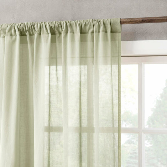 Archaeo Cotton Sheer Curtain 50x63 Moss Green 1 Panel
