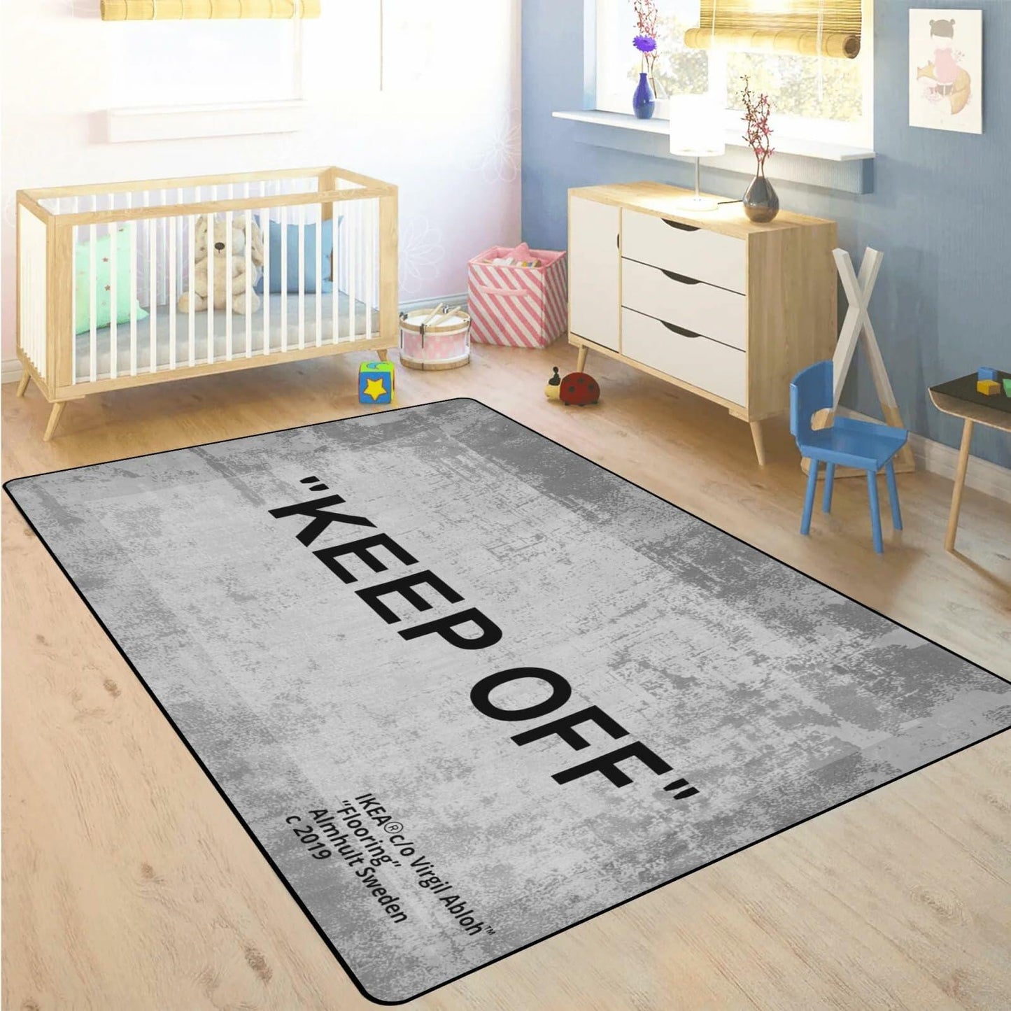ZTFGZSXG Keep Off Area Rug Grey 16x24 Non-Slip 3D Printed Modern Carpet