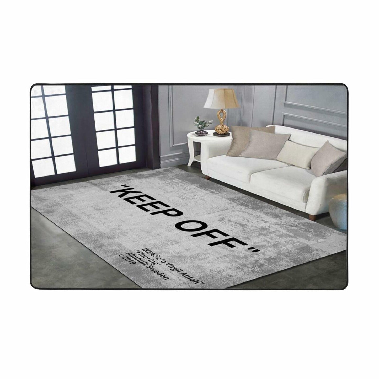 ZTFGZSXG Keep Off Area Rug Grey 16x24 Non-Slip 3D Printed Modern Carpet