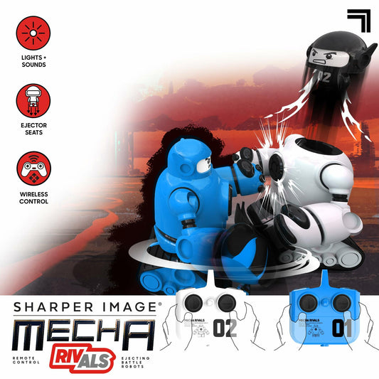Sharper Image Mecha Rivals Remote Control Battle Robots Game Set Blue White
