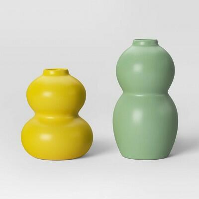 Room Essentials 2pk Bud Vase Yellow - Decorative Glass Vases