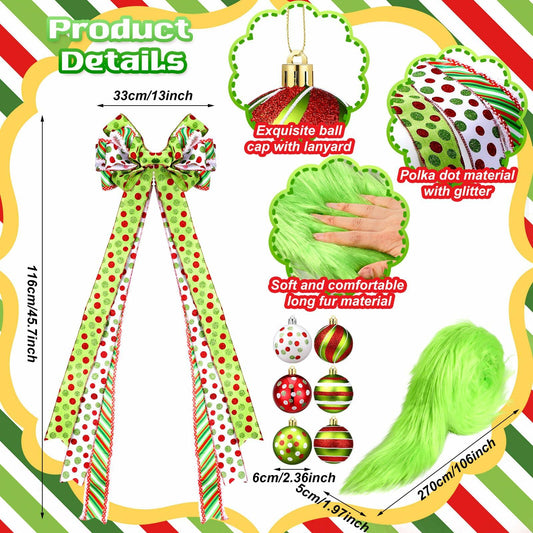 Knitgrip Christmas Tree Topper Bow Set 14 Pcs Lime Green 2.4 Inch