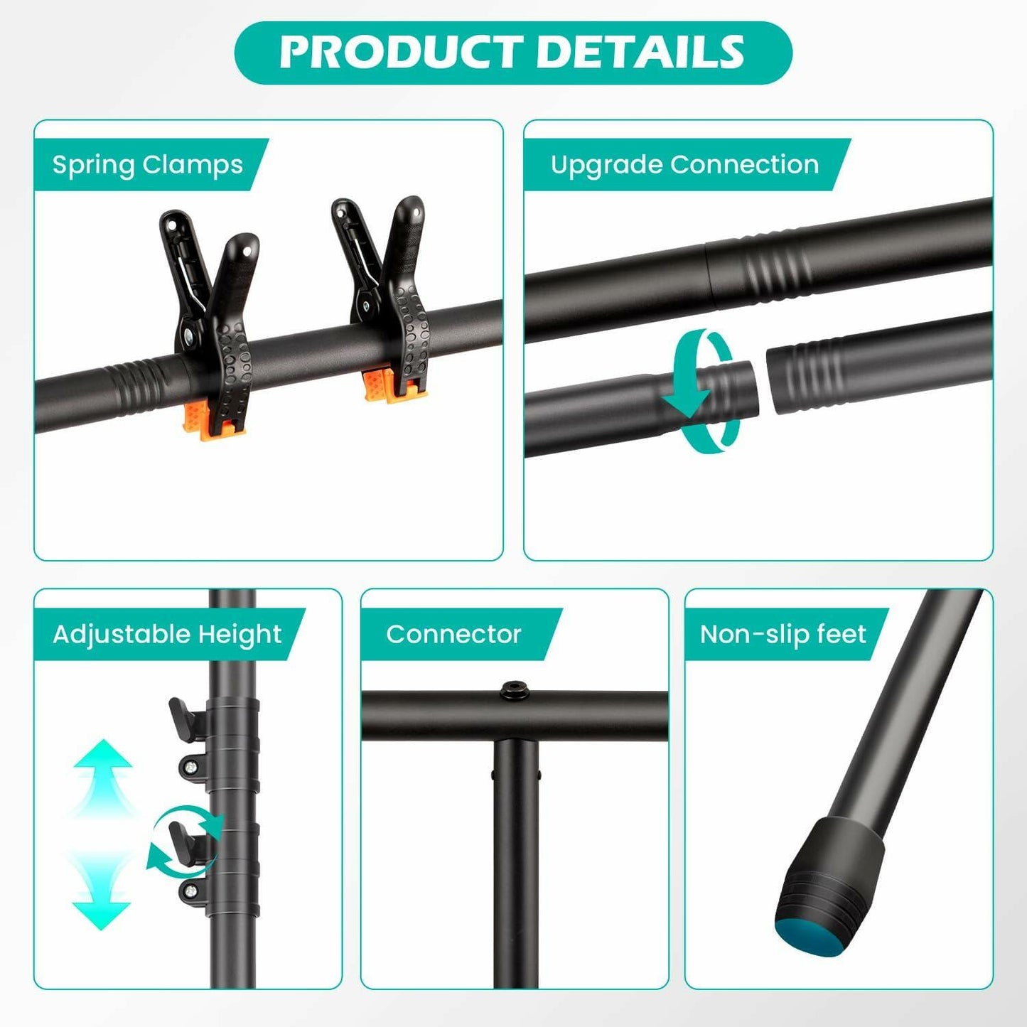 Adjustable Photo Backdrop Stand 8x5.3ft Portable Sturdy Back Drop Stand