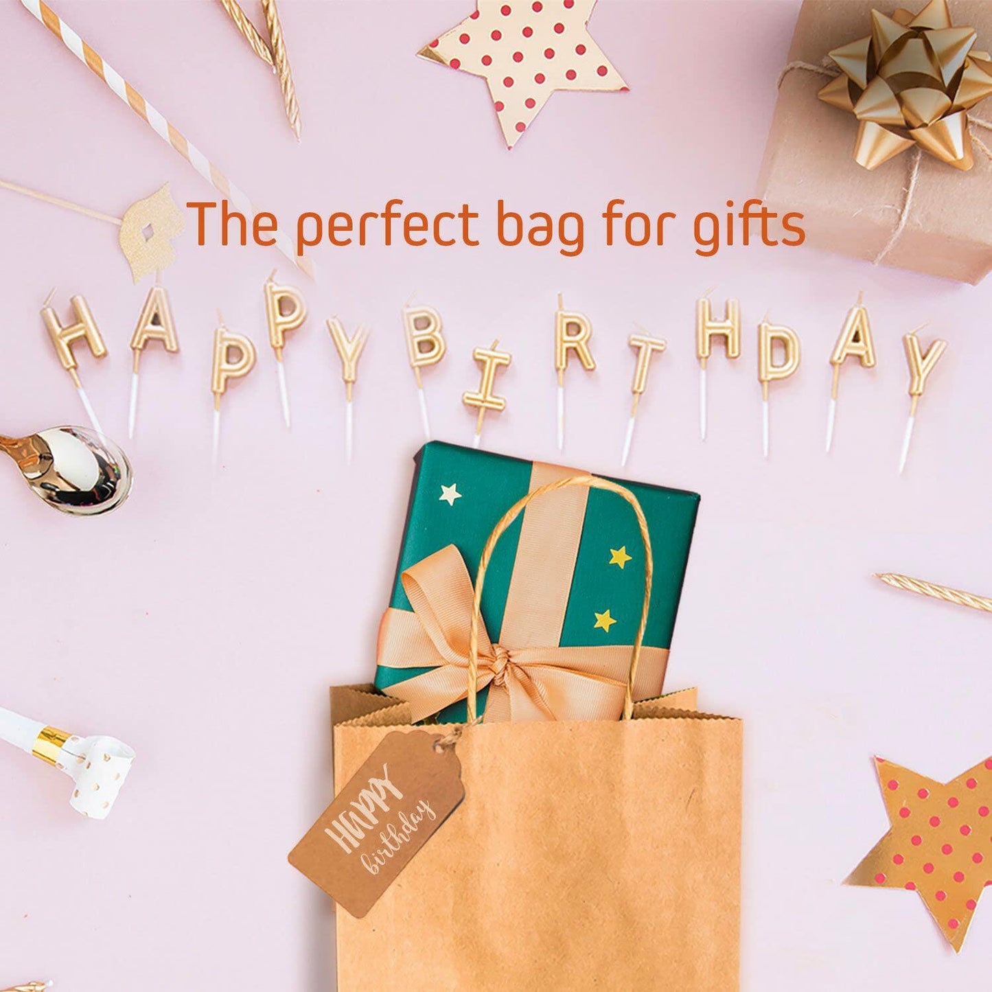 Elegant Supply Kraft Paper Gift Bags Twisted Handles Ruby Red 8x4.25x10.5