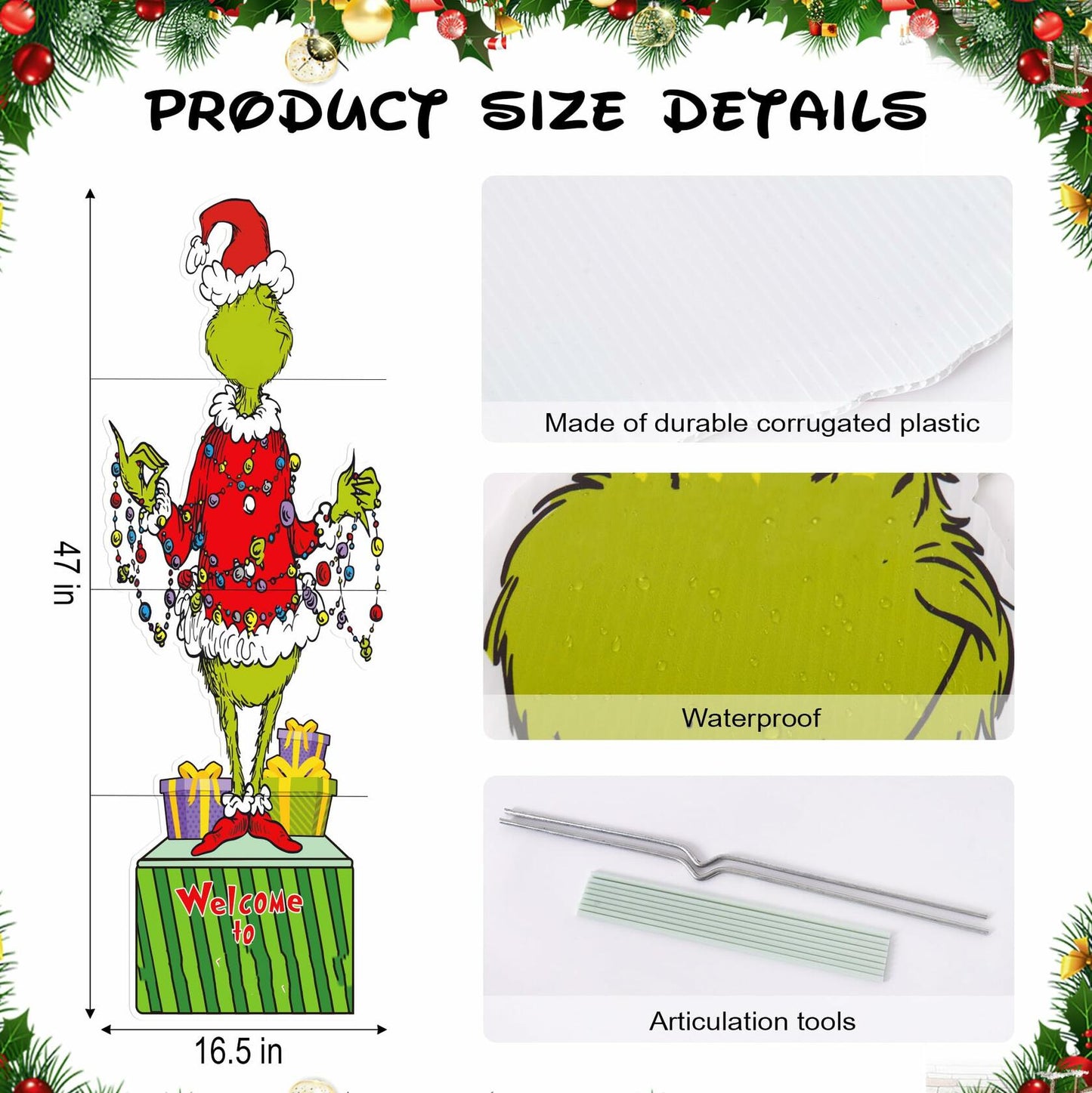 47in Christmas Yard Sign Outdoor Xmas Decor for Holiday Yard Fence Garden