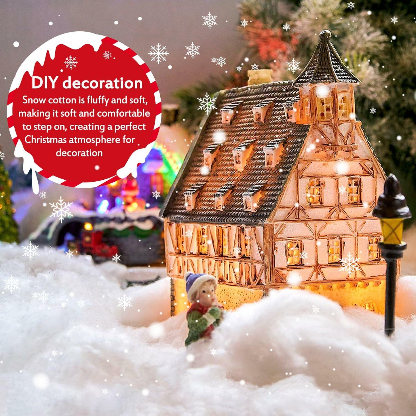 EIMMBD Christmas Cotton Snow Decor 12.4oz White Fluffy Artificial Snow