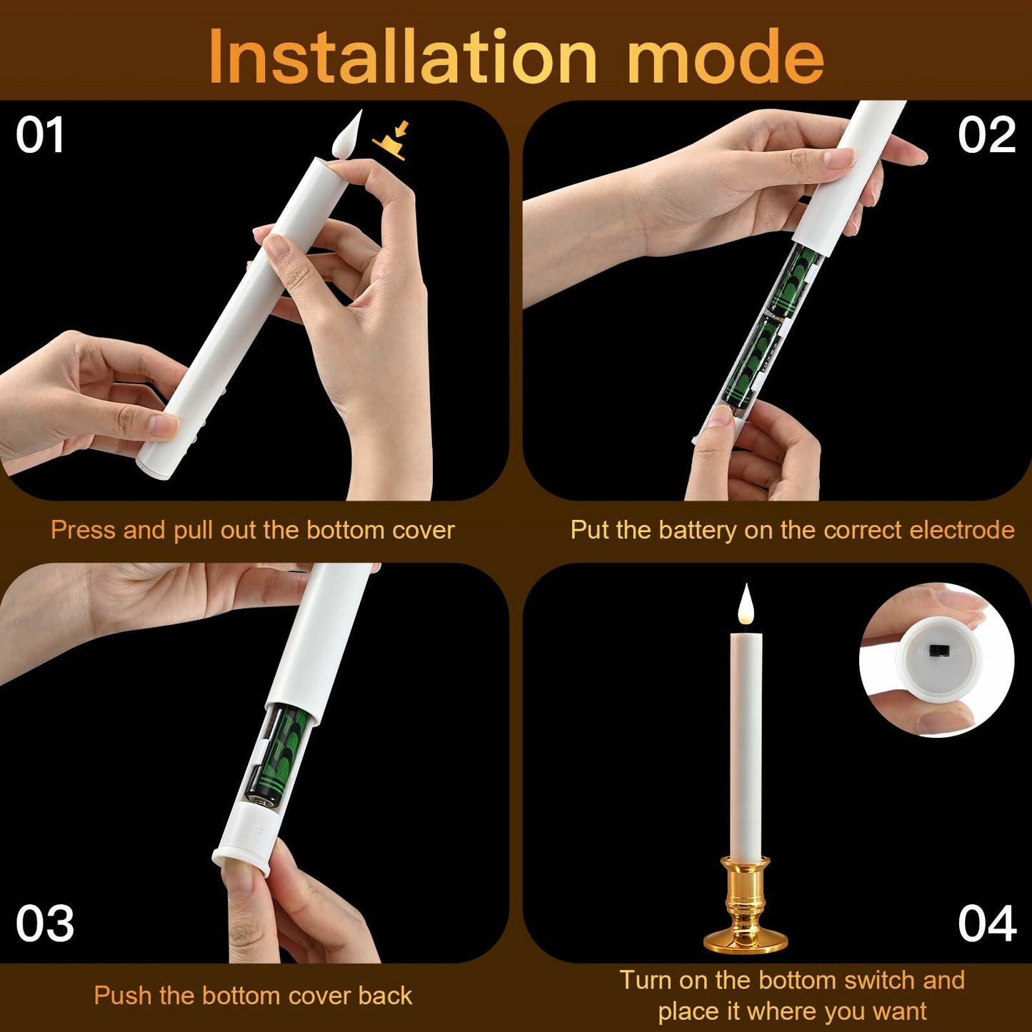 BriVIVI LED Flameless Candle 9.64'' Silver Remote Timer Battery 2Pack