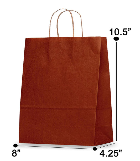 Elegant Supply Kraft Paper Gift Bags Twisted Handles Ruby Red 8x4.25x10.5