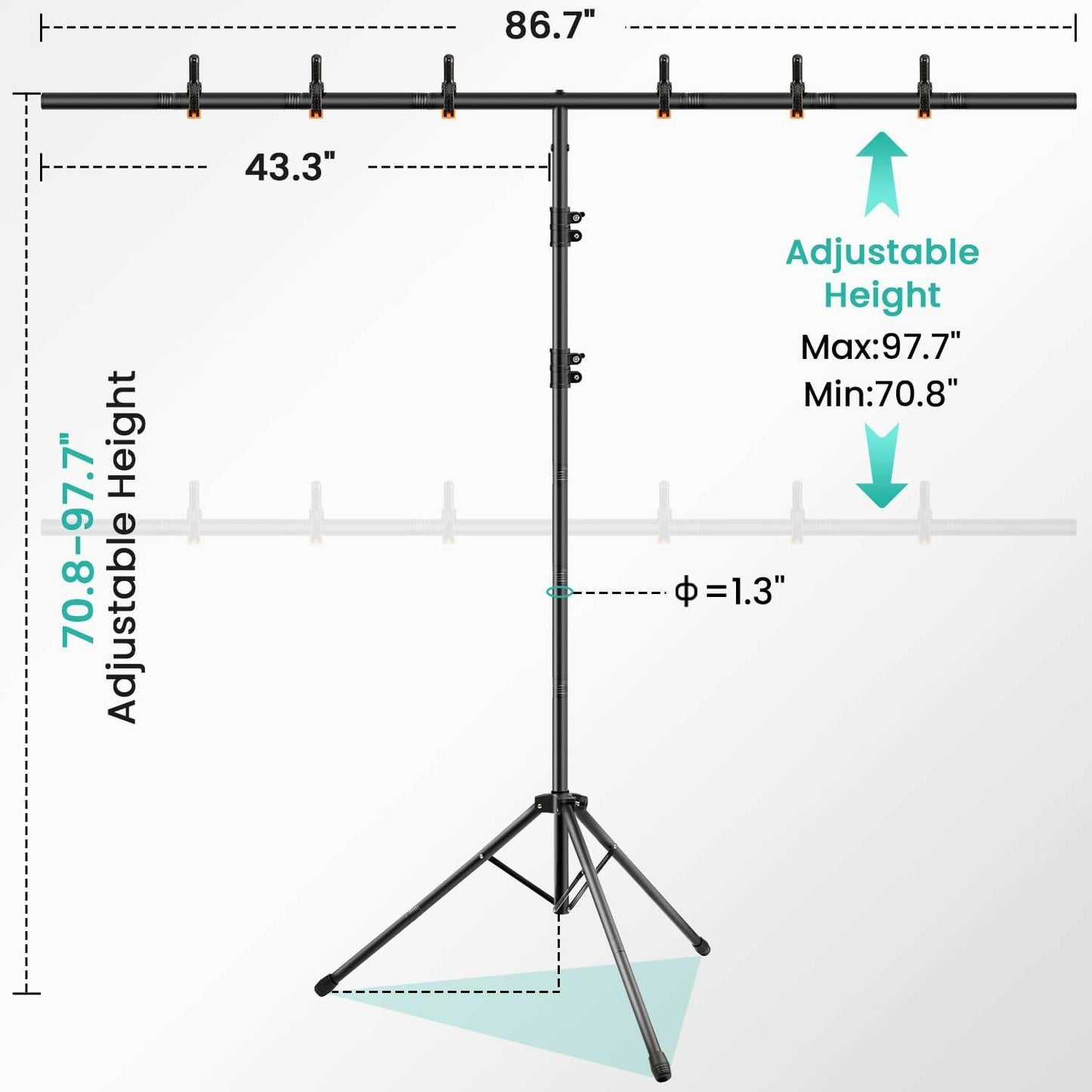 Adjustable Photo Backdrop Stand 8x5.3ft Portable Sturdy Back Drop Stand