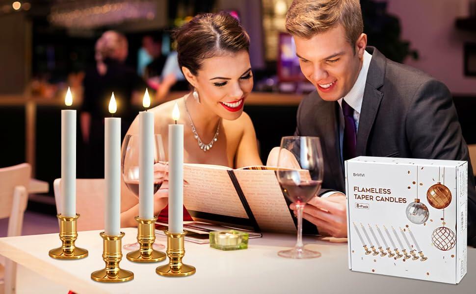 BriVIVI LED Flameless Candle 9.64'' Silver Remote Timer Battery 2Pack