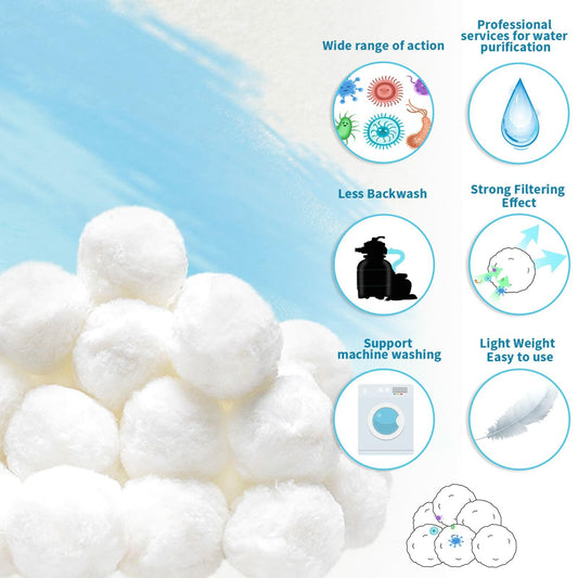 Naisidas 3.08lbs Pool Filter Balls Reusable Eco-Friendly White Sand Filter