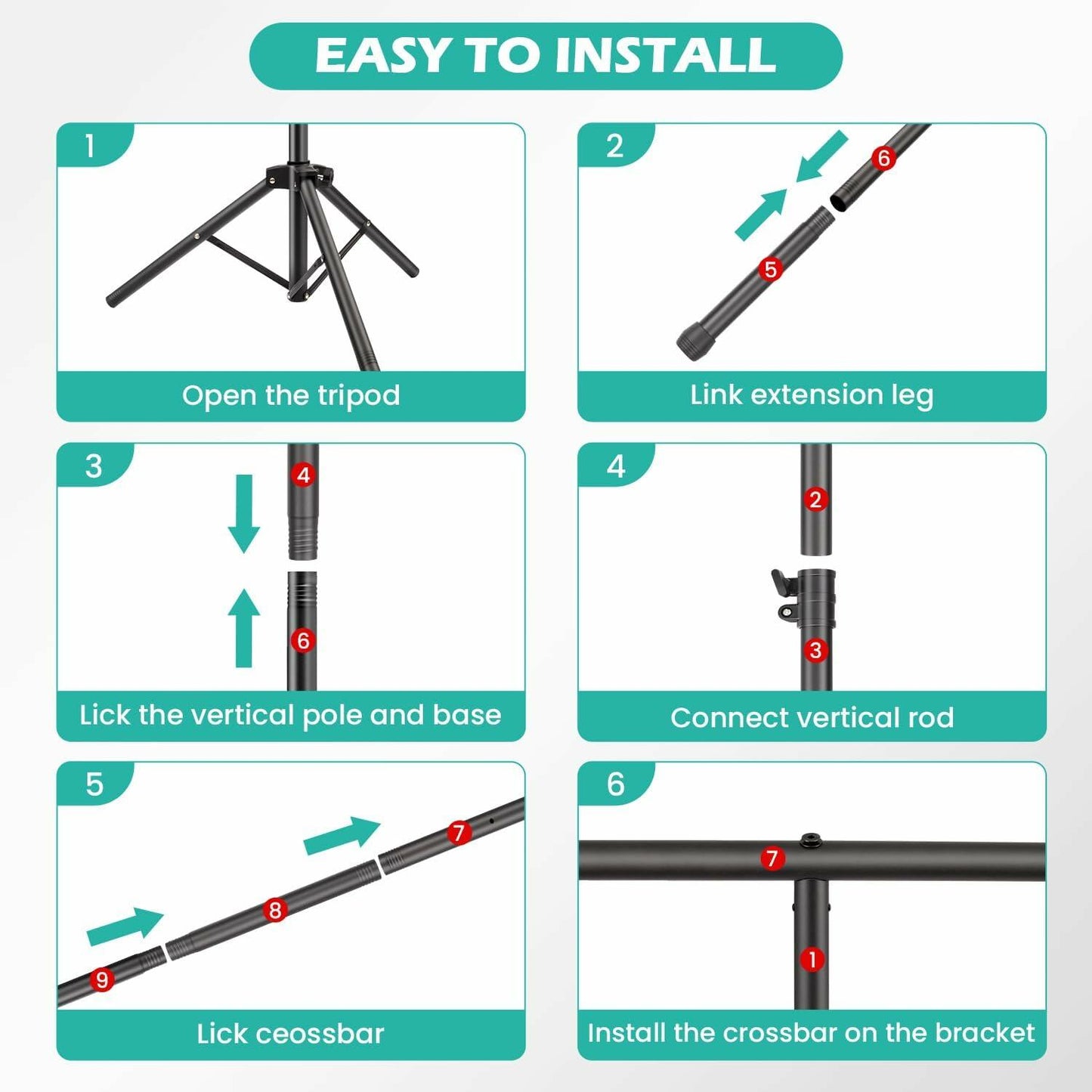 Adjustable Photo Backdrop Stand 8x5.3ft Portable Sturdy Back Drop Stand