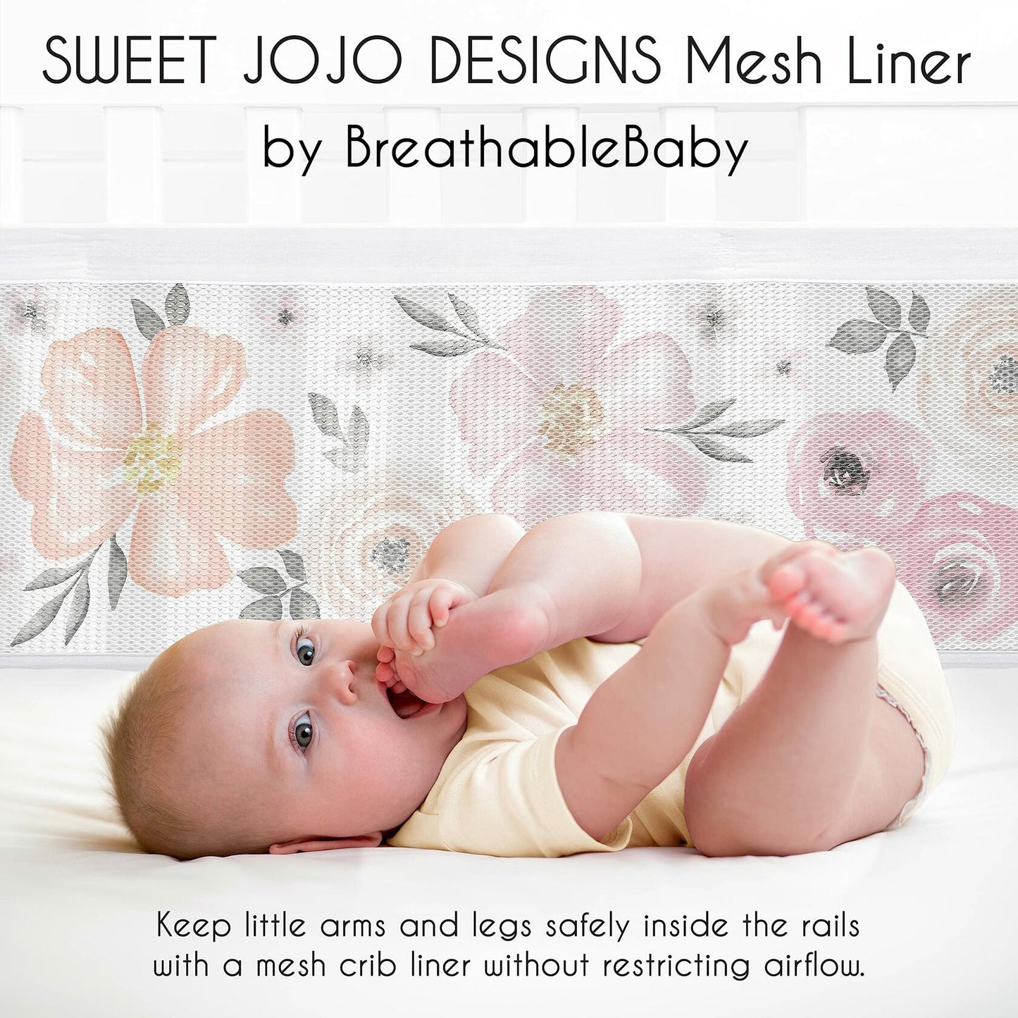 Sweet Jojo Designs BreathableBaby 2-Piece Crib Liner Set Pink Grey Boho