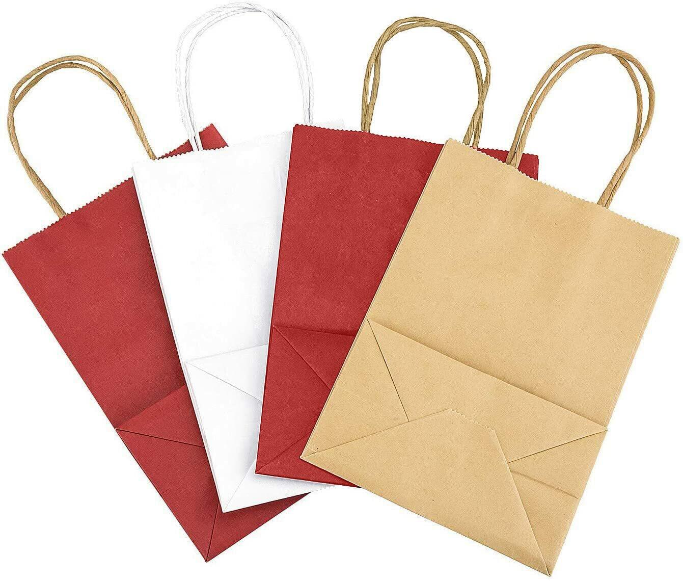 Elegant Supply Kraft Paper Gift Bags Twisted Handles Ruby Red 8x4.25x10.5