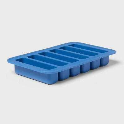 Sun Squad Rectangle Cube Ice Mold Silicone Tray for Large Ice Cubes Blue