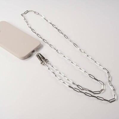 Hello Lux Paper Clip Chain Phone Crossbody Strap Silver