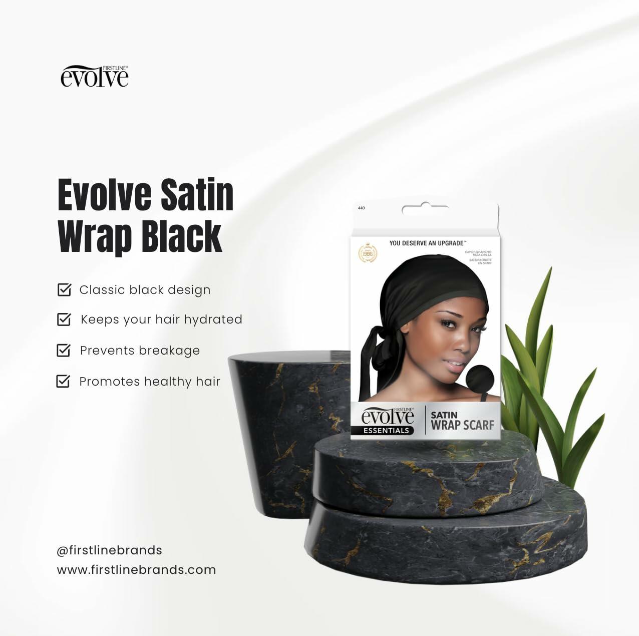 Evolve Satin Wrap Scarf Black 100% Polysatin Womens Scarf Solid