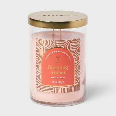 Threshold 2-Wick Lidded Glass Jar Candle Blushing Amber 21.5oz