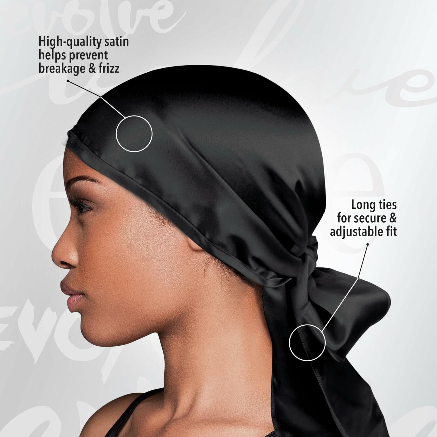 Evolve Satin Wrap Scarf Black 100% Polysatin Womens Scarf Solid