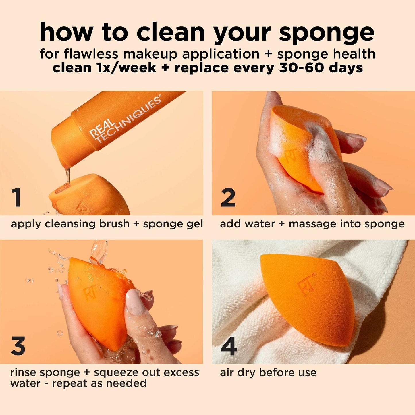 Real Techniques Miracle Complexion Beauty Sponge, 2 Count, Latex Free