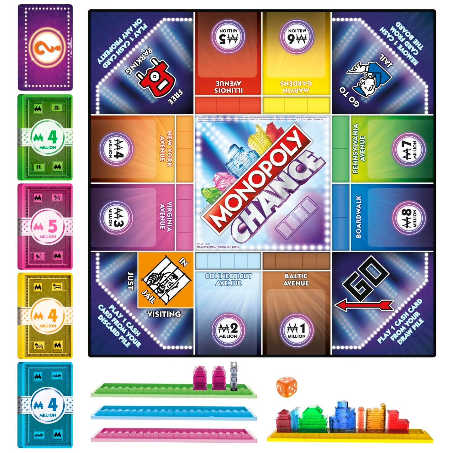 Hasbro Monopoly Chance Board Game Fast-Paced Family Party Ages 8+ 2-4 Players