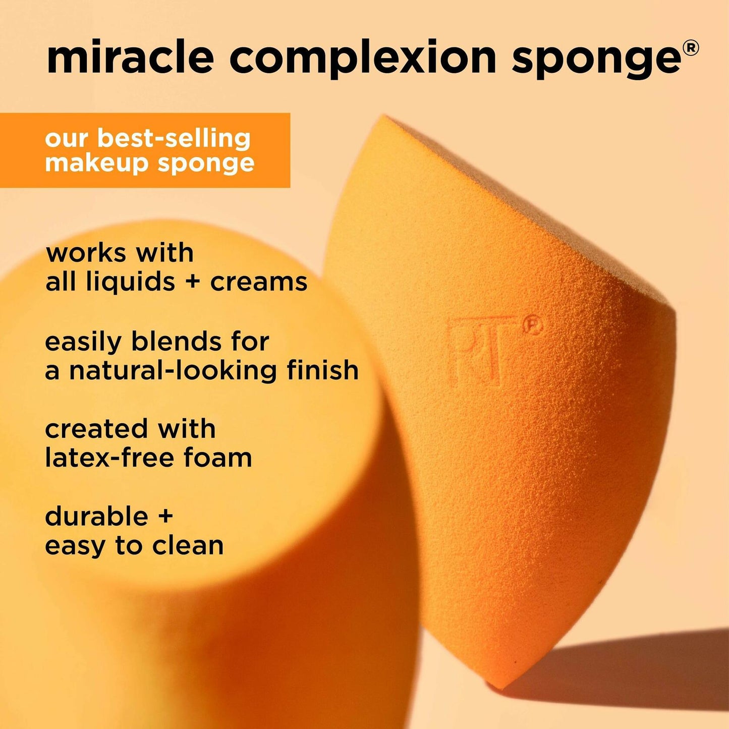Real Techniques Miracle Complexion Beauty Sponge, 2 Count, Latex Free