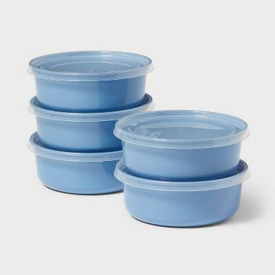 Room Essentials Plastic Round Meal Prep Food Storage Containers Blue 10pc
