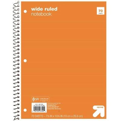 Up&up™ Spiral Notebook 1 Subject Wide Ruled Orange 70 Pages Perforated 3 Hole