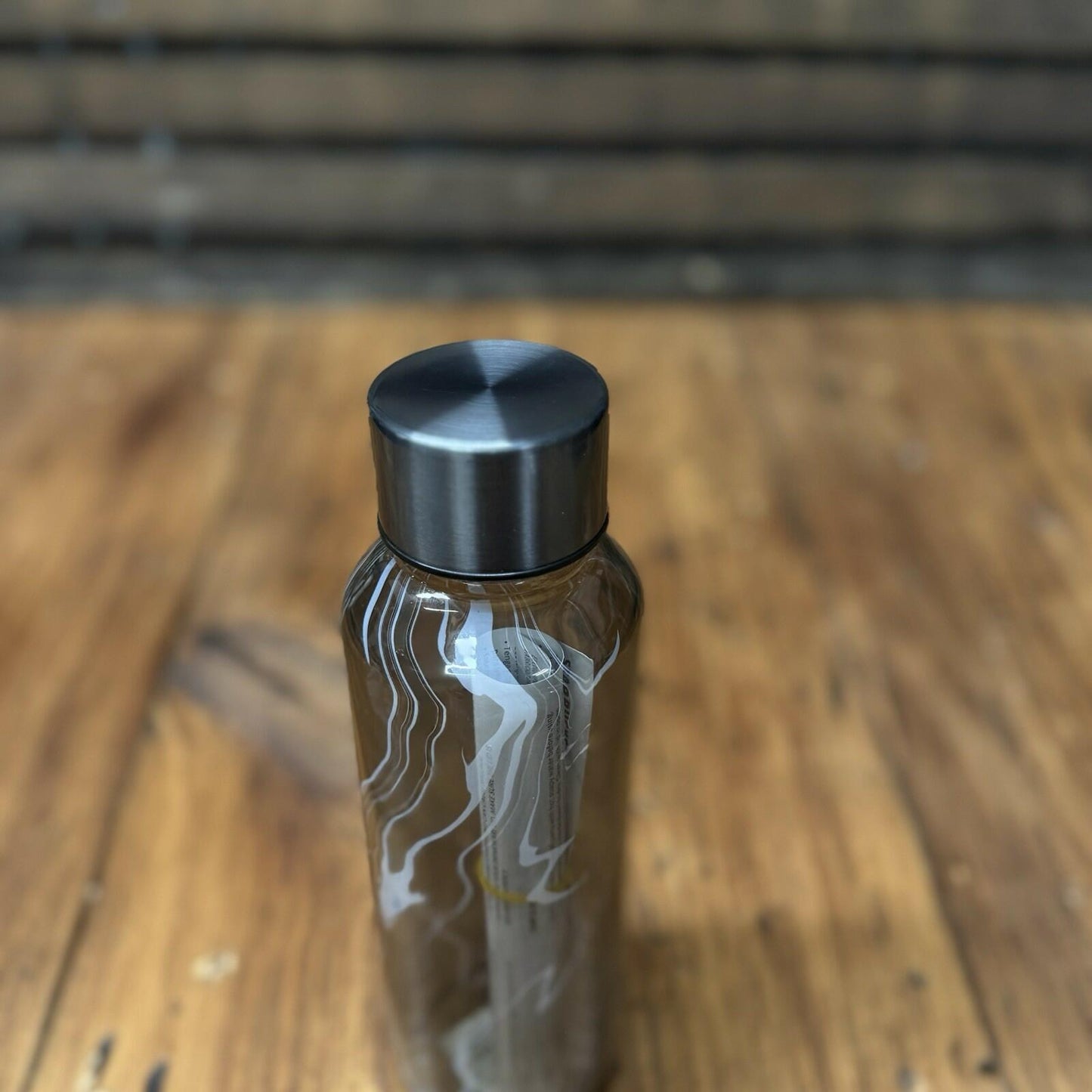 Starbucks Glass Tumbler Black Gray Waves Transparent Charcoal 16oz