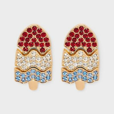 Americana Popsicle Drop Earrings Red White Blue Patriotic Jewelry