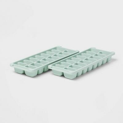 Room Essentials 2pk Plastic Ice Trays 16 Cavities Mint Green Dishwasher Safe