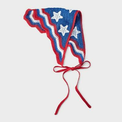 Americana Knitted Headscarf Red White Blue Polyester