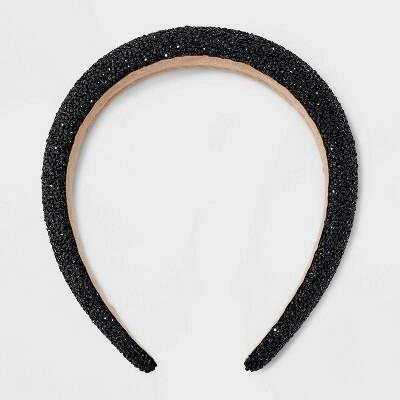 A New Day Stone Tape Headband Black Glitter Eco-Friendly Oval